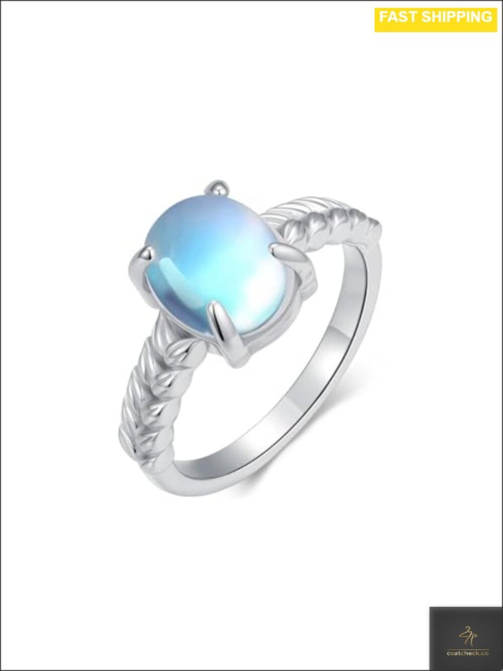 Oval Moonstone Leaf Ring 925 Sterling Silver Women's Statement Jewelry Gift